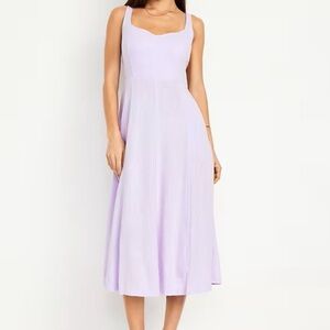 Old Navy | Fit & Flare Sleeveless Linen-Blend Midi Dress Lavender | Size 3X